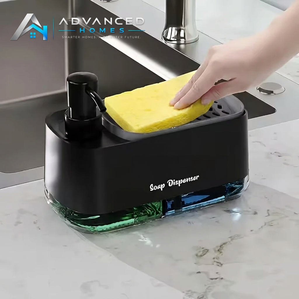Black dispenser with logo watermark