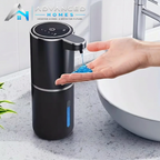 Black soap dispenser with watermark