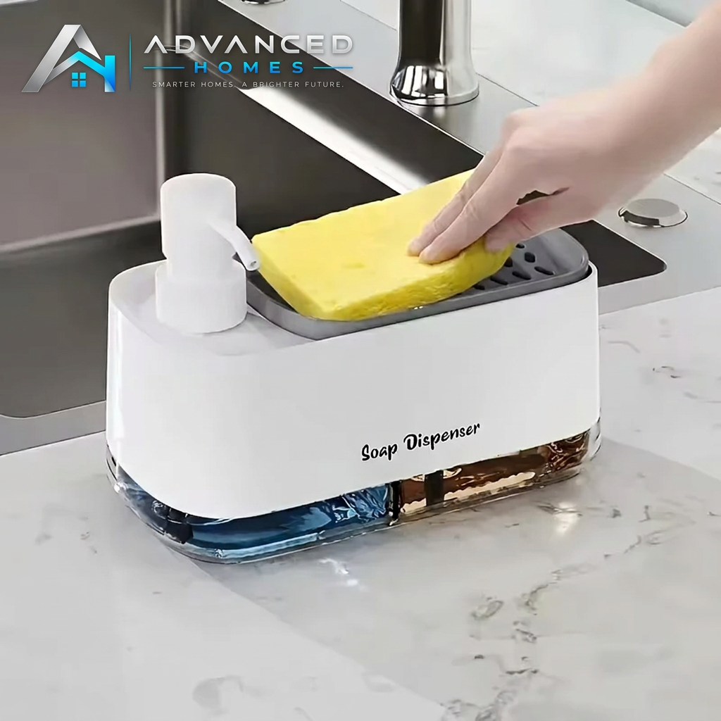 White dispenser with logo watermark