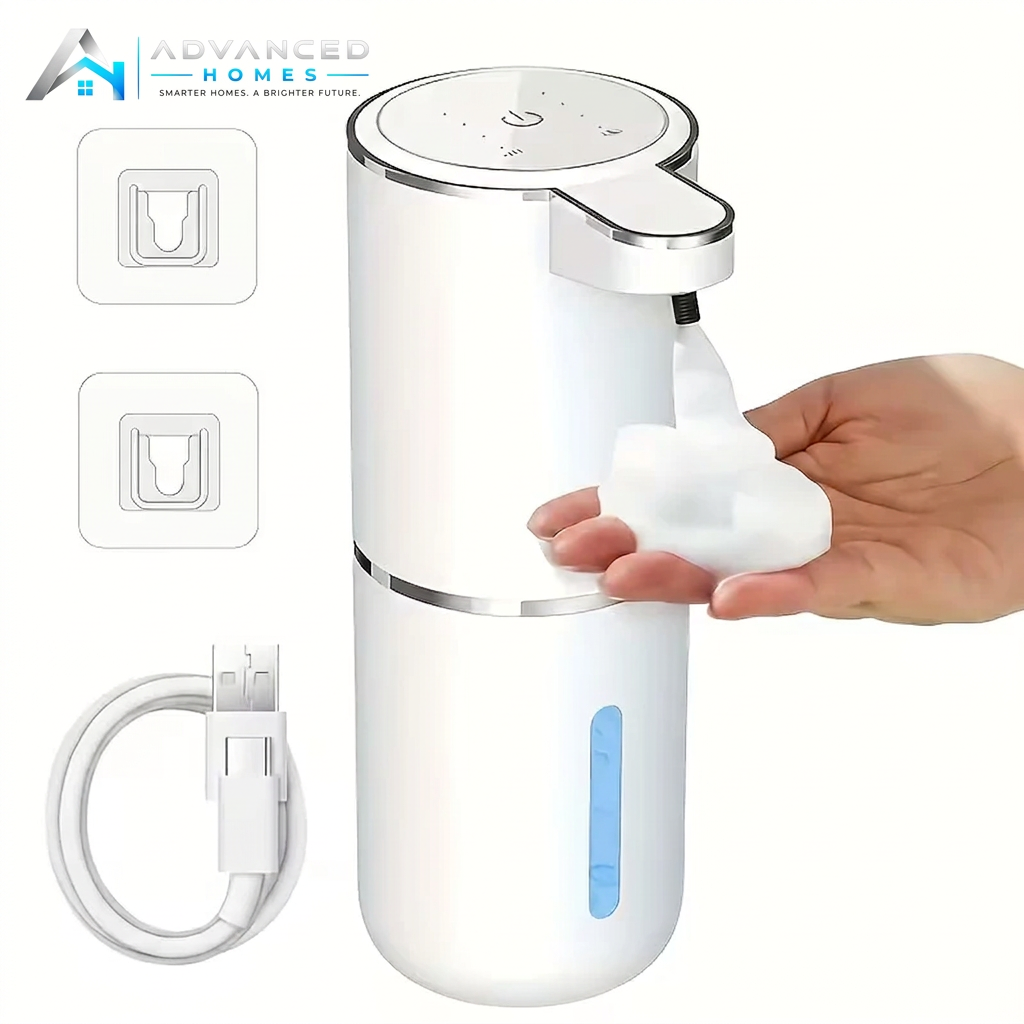 White soap dispenser with watermark