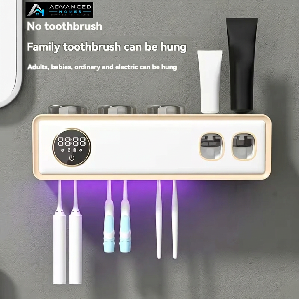 White toothbrush holder with watermark